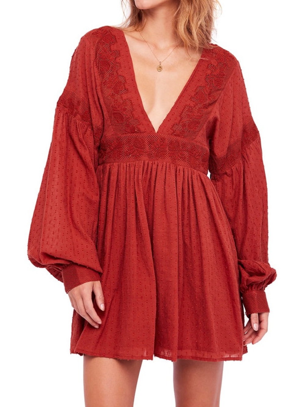 Free People Sugarpie Mini Dress in the cinnamon orange